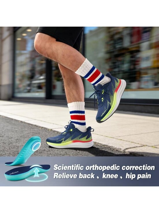 OrthoComfoot Men\'s Navy Lime Green Rubber Sole Comfortable Hiking Athletic Shoes main image 4